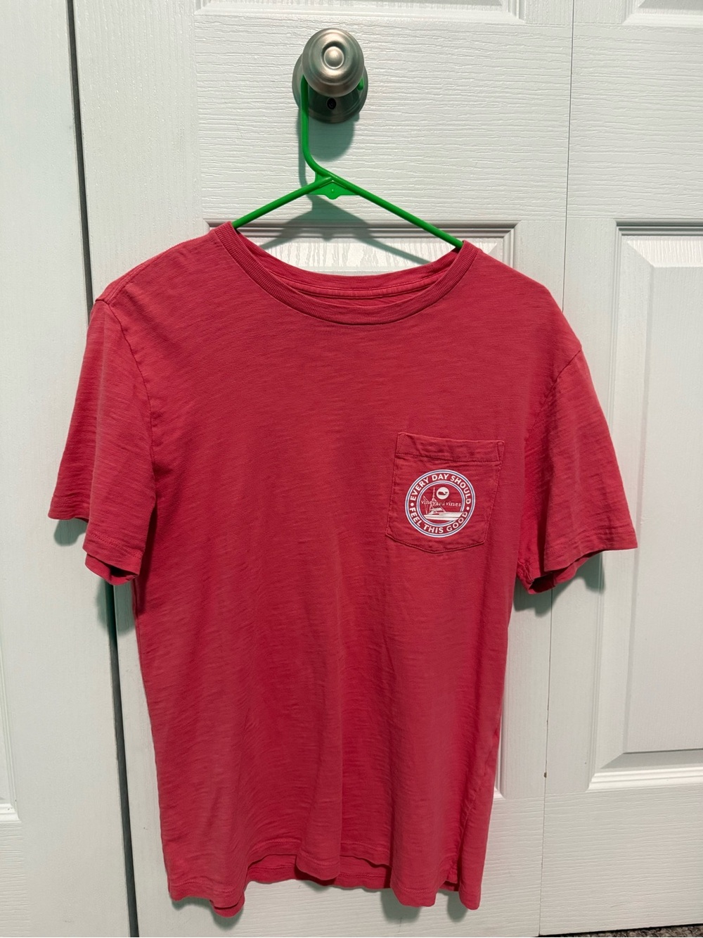 Vineyard Vines Men's Coral Red Short-Sleeve Pocket Tee